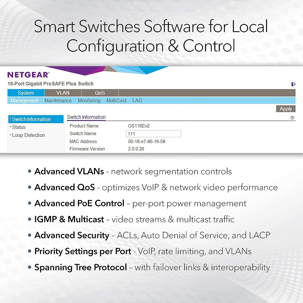 Netgear 8-Port Gigabit PoE+ Ethernet Smart Switch with 2 SFP Ports and Cloud Management (GS110TPv3)