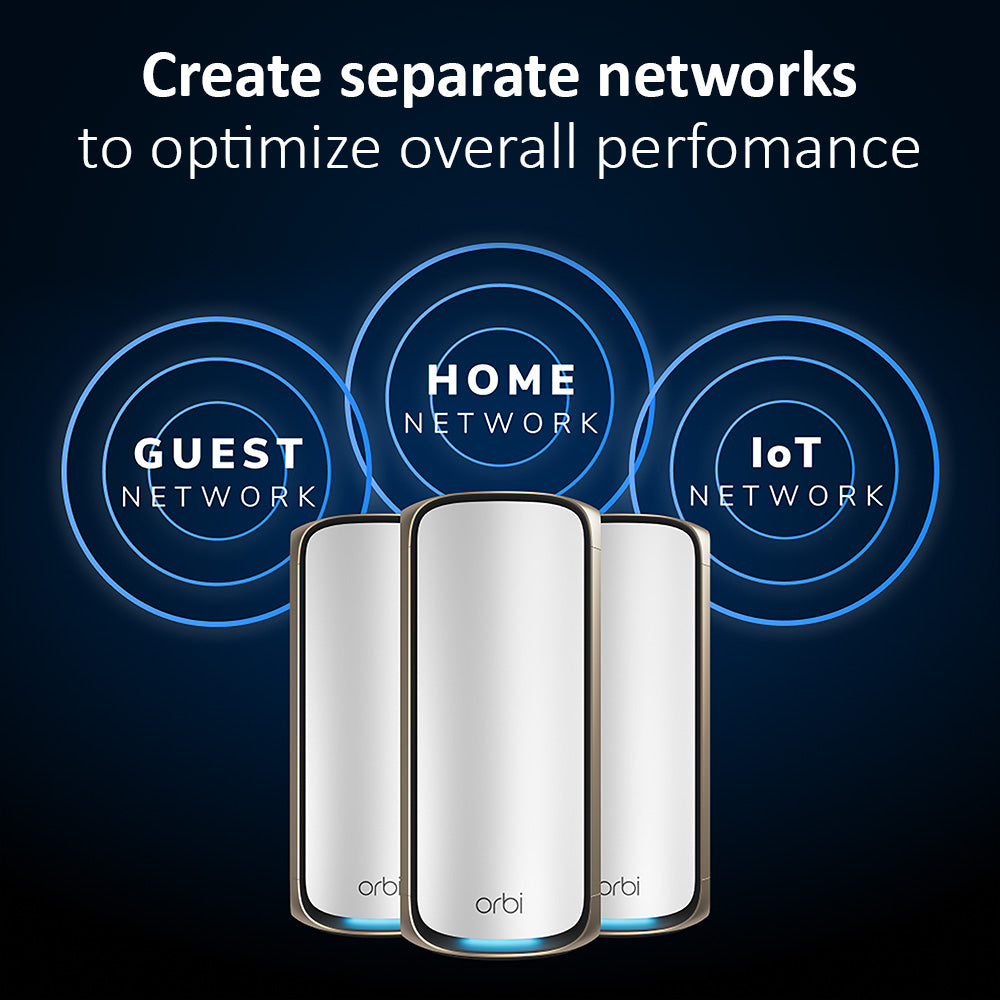 Netgear BE27000 Mesh WiFi System (RBE973S) Orbi Series Quad-Band WiFi 7 Mesh System 3 Pack