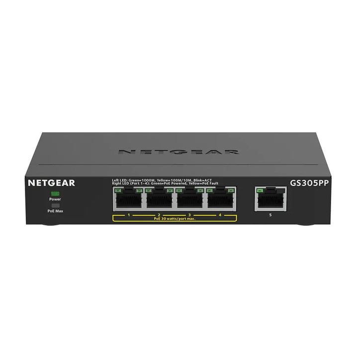 Netgear GS305PP 5-Port Gigabit Ethernet Unmanaged PoE+ Desktop Switch