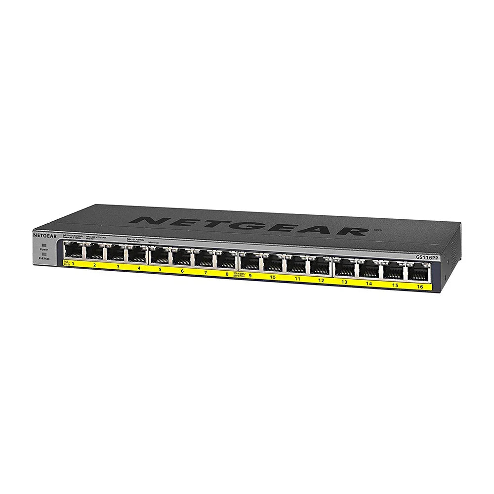 Netgear GS116PP 16-Port PoE+ Gigabit Ethernet Unmanaged Desktop Switch