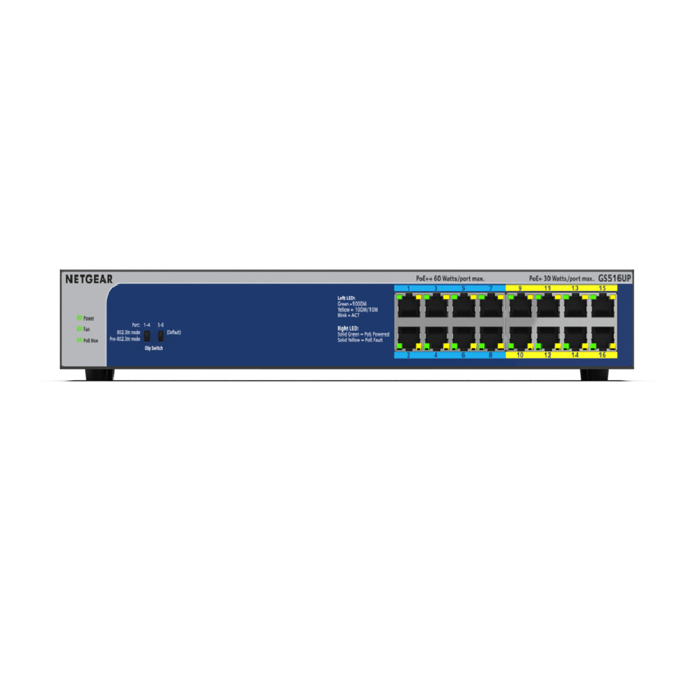 NETGEAR GS516UP 16-Port Ultra60 PoE++ Gigabit Ethernet Unmanaged Switch