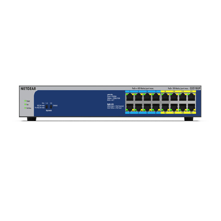 NETGEAR GS516UP 16-Port Ultra60 PoE++ Gigabit Ethernet Unmanaged Switch