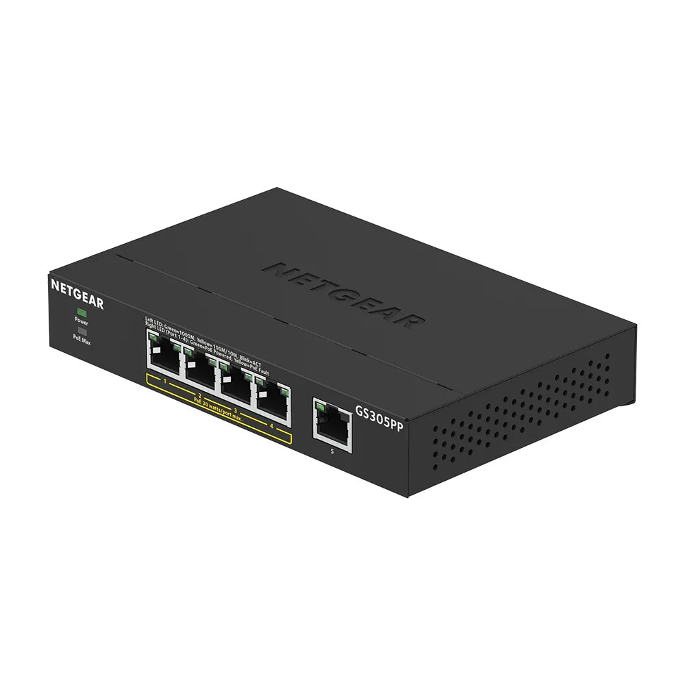 Netgear GS305PP 5-Port Gigabit Ethernet Unmanaged PoE+ Desktop Switch