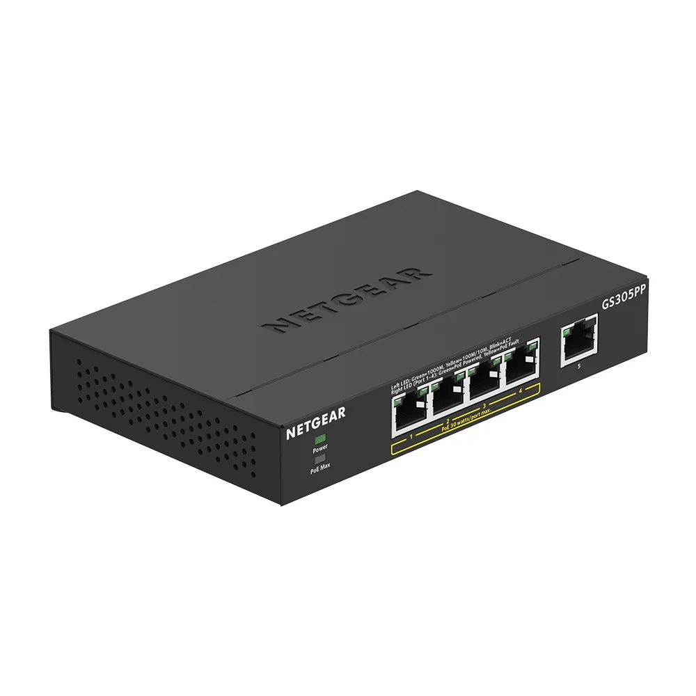 Netgear GS305PP 5-Port Gigabit Ethernet Unmanaged PoE+ Desktop Switch