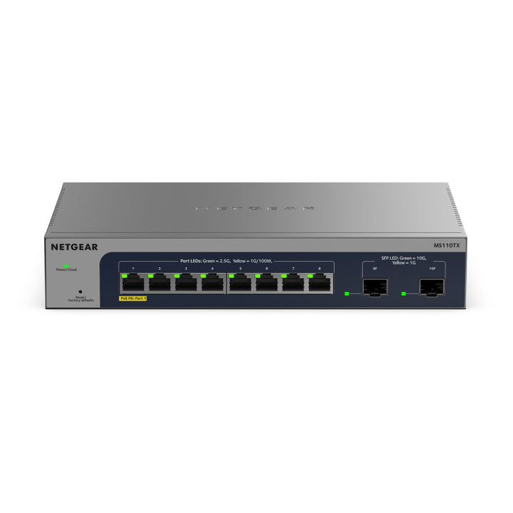 NETGEAR MS110TX 8-port Multi-Gig Ethernet Smart Managed Switch with 2 10G SFP+ Ports