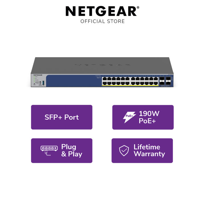 NETGEAR GS728TXPv3 28-Port Gigabit Ethernet Smart Managed PoE+ Switch (190W)