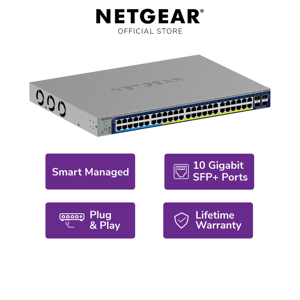 NETGEAR GS752TXUPv3 48-Port Gigabit PoE+ and PoE++ Smart Switch with 4 SFP+ Ports (640W)