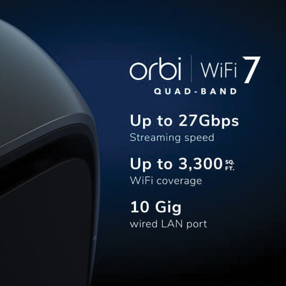 Orbi 970 Quad-Band WiFi 7 Mesh Add-on Satellite - Black - BE27000 (RBE970B)