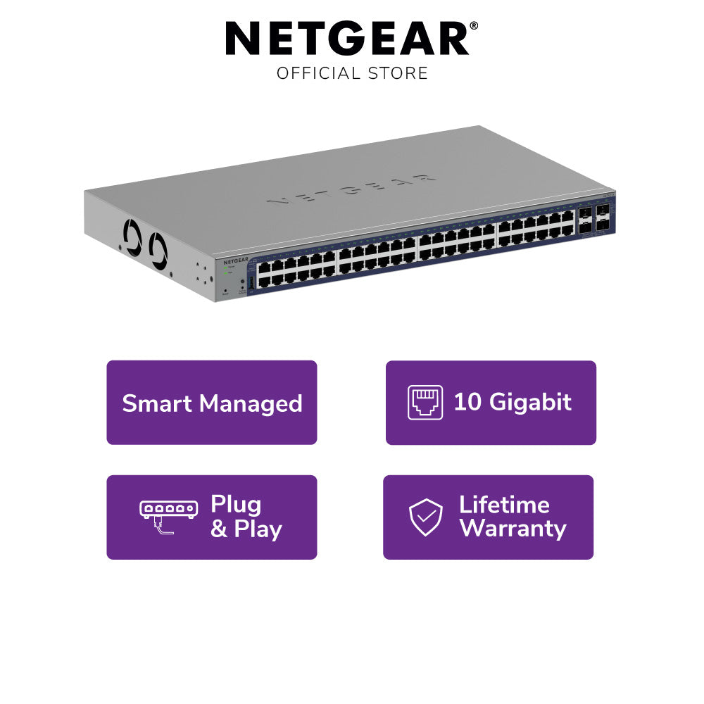 NETGEAR GS752TXv3 48-Port Gigabit Smart Switch with 4 SFP+ Ports