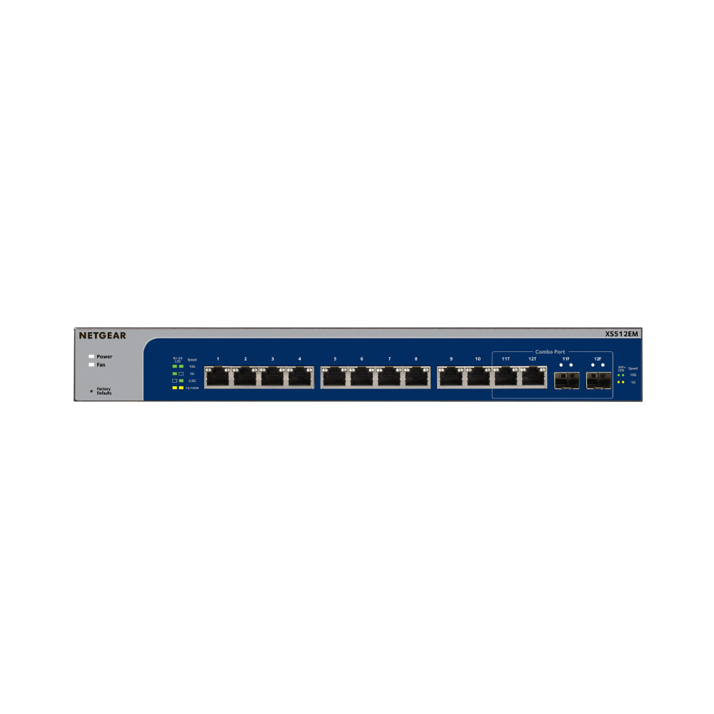 NETGEAR XS512EM 12-Port 10G-Gigabit/Multi-Gigabit Ethernet Switch with 2 SFP+ Combo Ports