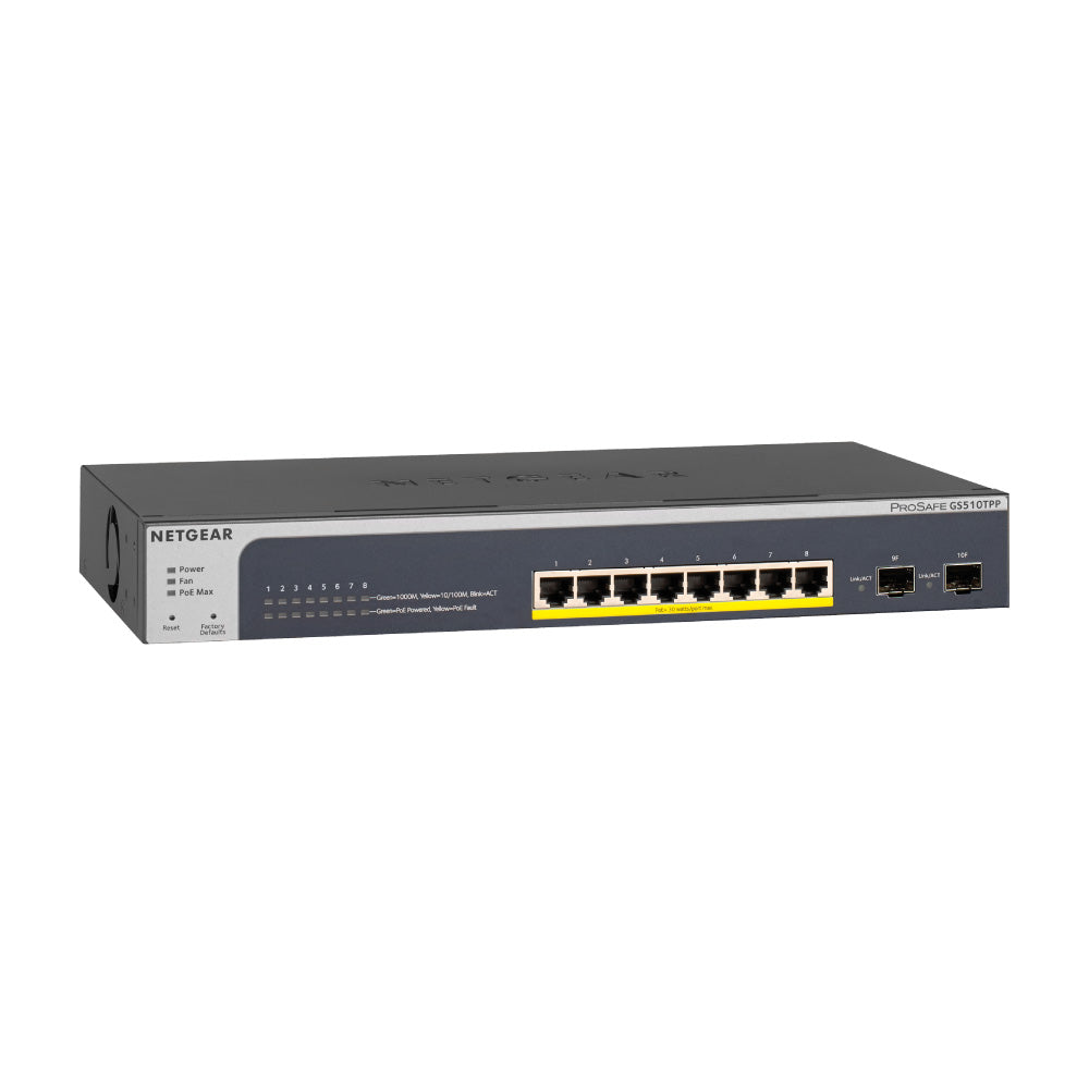 NETGEAR GS510TPP 8-Port Gigabit Ethernet High-Power PoE+ Smart Switch with 2 Dedicated SFP Ports (190W)