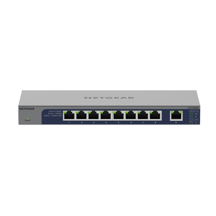 NETGEAR GS108MX 8-Port Gigabit Ethernet Unmanaged Switch with 1 dedicated 10G/Multi-Gig Port