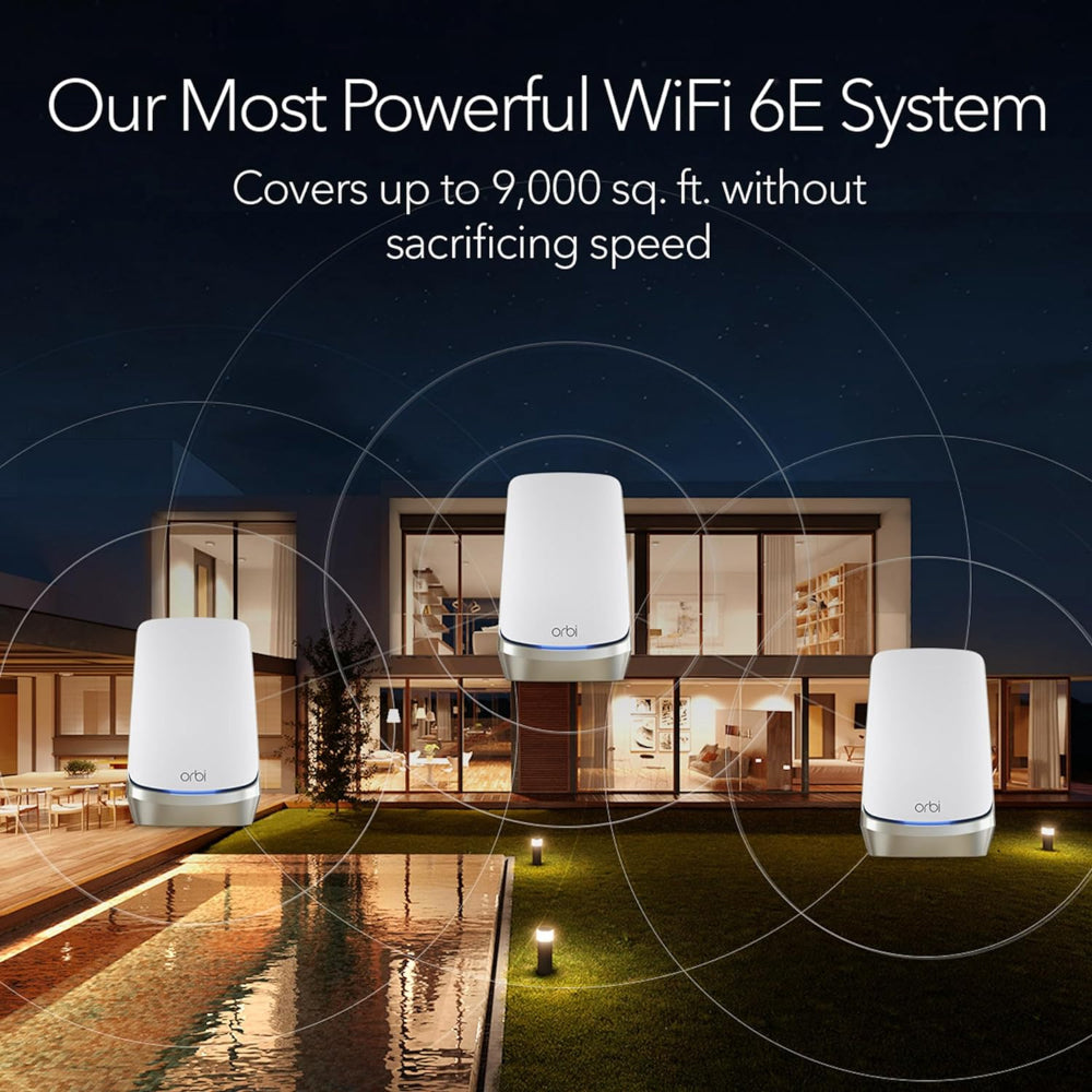  Orbi RBKE963 Quad-Band 3-Pack WiFi 6E Mesh System - AXE11000 (10Gb Port/1-Yr Armor)