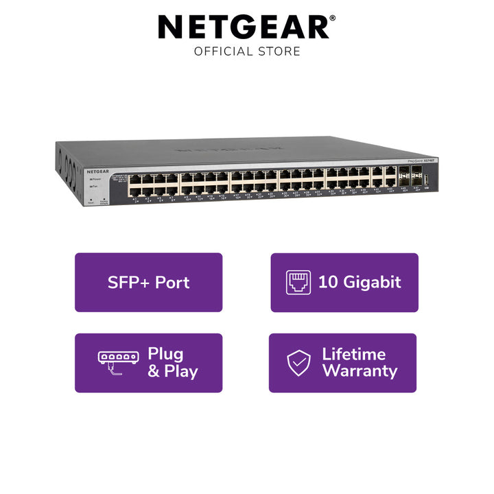 NETGEAR XS748T 48-Port 10-Gigabit Ethernet Smart Switch with 4 Dedicated SFP+ Ports