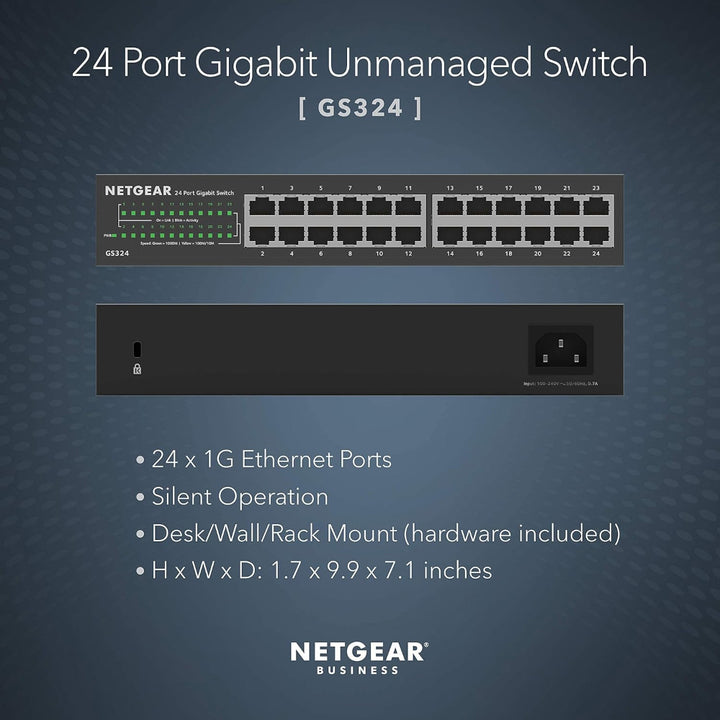 NETGEAR GS324v2 24-Port Gigabit Ethernet Unmanaged Essentials Switch