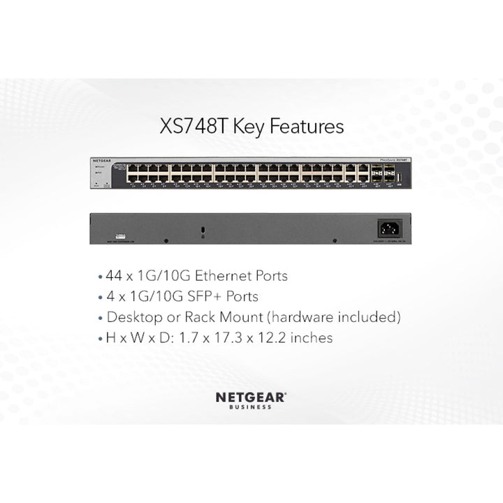 NETGEAR XS748T 48-Port 10-Gigabit Ethernet Smart Switch with 4 Dedicated SFP+ Ports