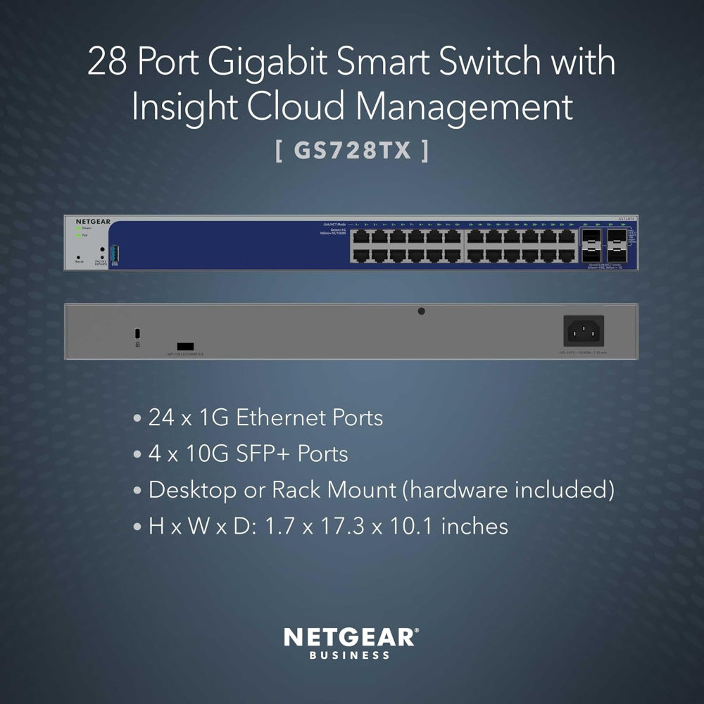 NETGEAR GS728TXv3 28-Port Gigabit Ethernet Smart Managed Switch