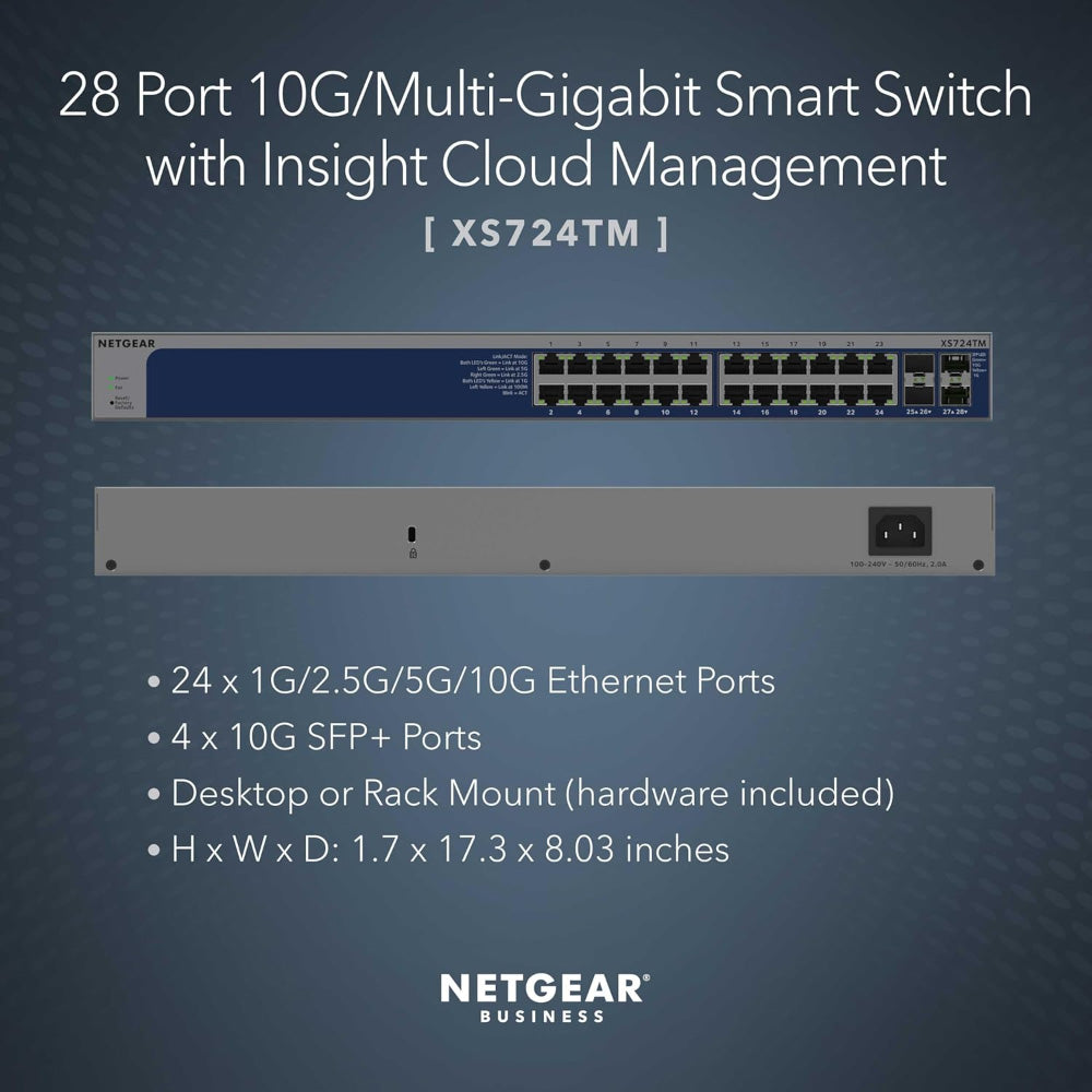 NETGEAR XS724TM 24-Port 10G/Multi-Gigabit Ethernet Smart Switch with 4 10G SFP+ Ports