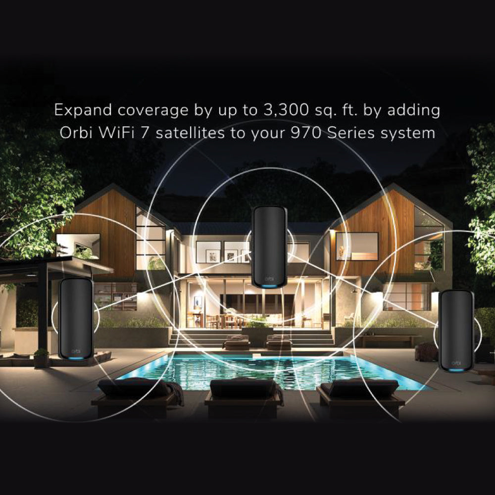 Orbi 970 Quad-Band WiFi 7 Mesh Add-on Satellite - Black - BE27000 (RBE970B)