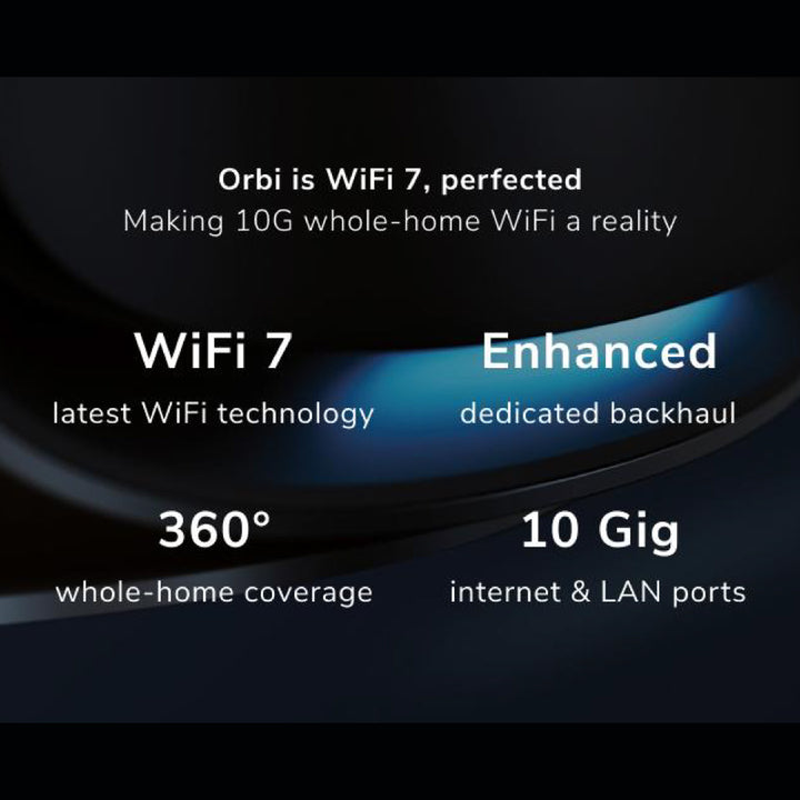 Orbi 970 Quad-Band WiFi 7 Mesh System - 3 Pack - Black - BE27000 (RBE973SB)