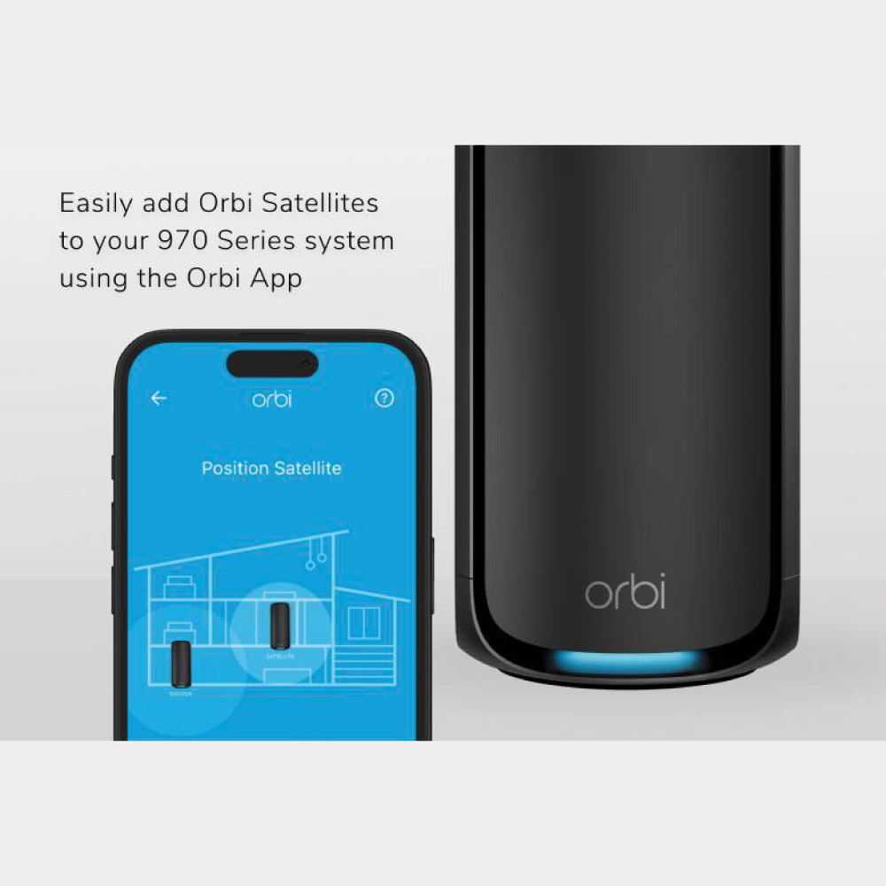 Orbi 970 Quad-Band WiFi 7 Mesh Add-on Satellite - Black - BE27000 (RBE970B)