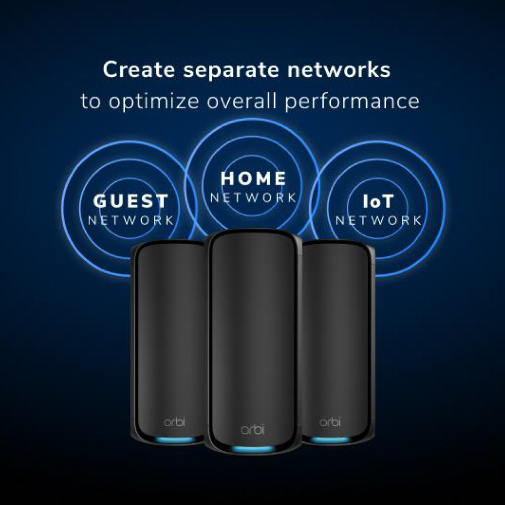 Orbi 970 Quad-Band WiFi 7 Mesh System - 3 Pack - Black - BE27000 (RBE973SB)