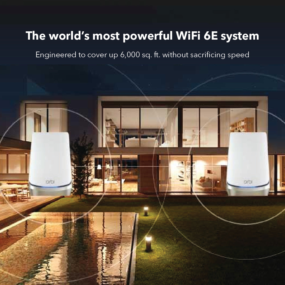 Orbi 960 Quad-Band WiFi 6E Mesh System - AXE11000 10.8Gbps - 2-Pack - White (RBKE962S)