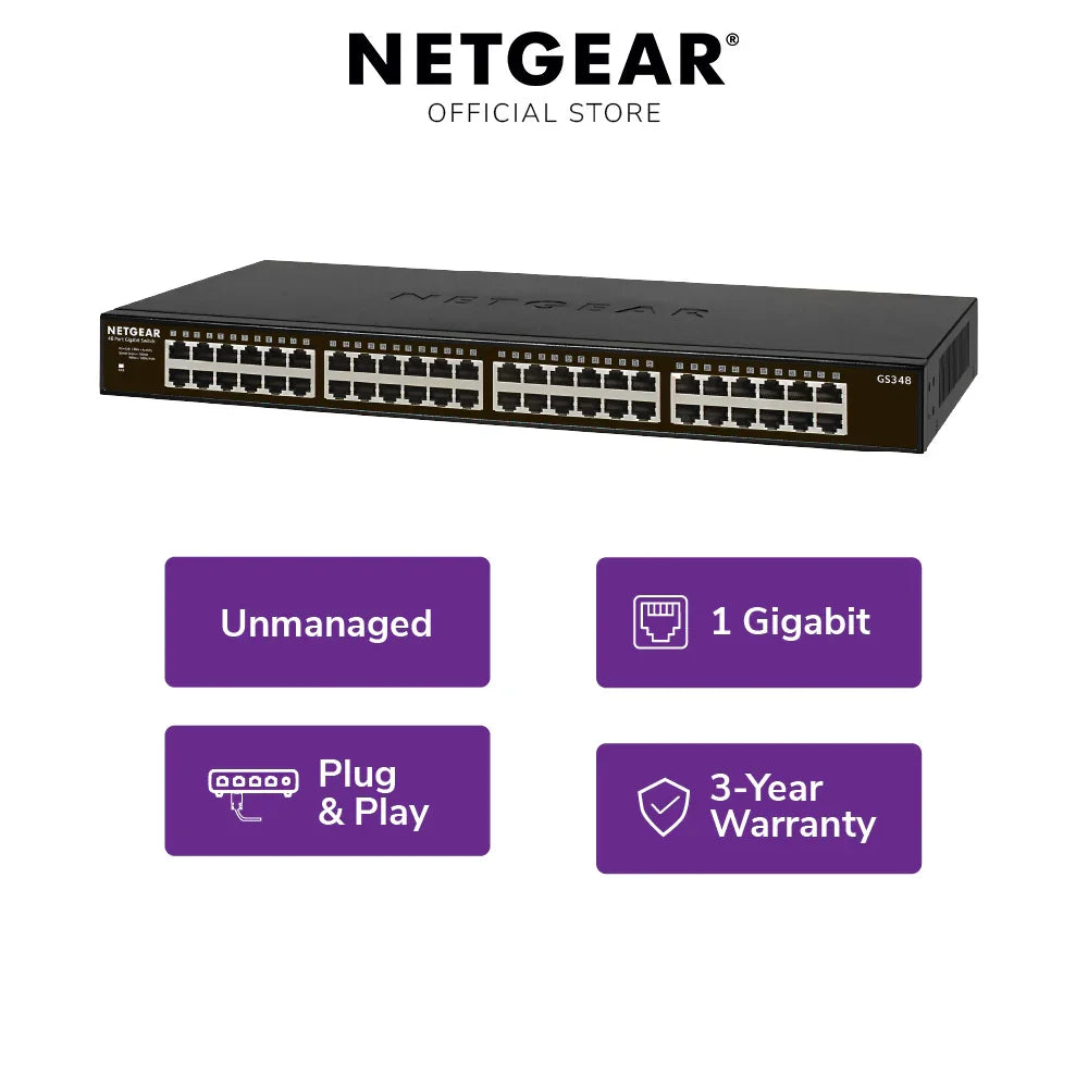 ルーター・ネットワーク機器 NETGEAR GS348 48 Port Gigabit Switch Amazon.com: NETGEAR 48-Port Gigabit Ethernet Unmanaged Switch