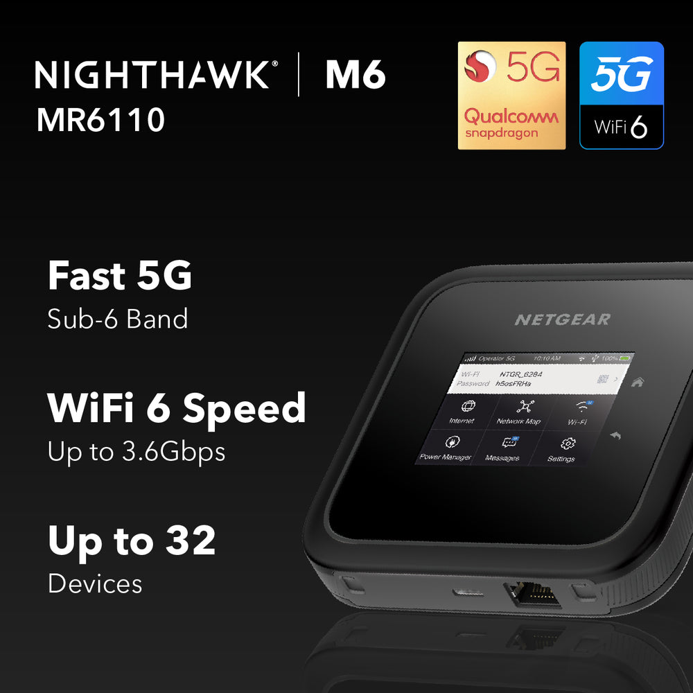 NETGEAR Nighthawk M6 5G WiFi 6 Mobile Hotspot Router (MR6110)