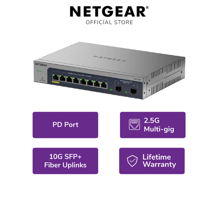 NETGEAR MS110TX 8-port Multi-Gig Ethernet Smart Managed Switch with 2 10G SFP+ Ports