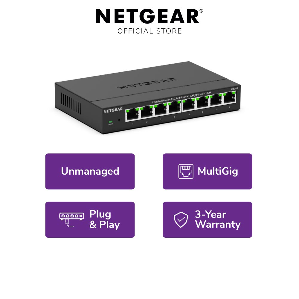 NETGEAR MS308-100UKS 8-Port Multi-Gig Unmanaged 2.5gb Switch