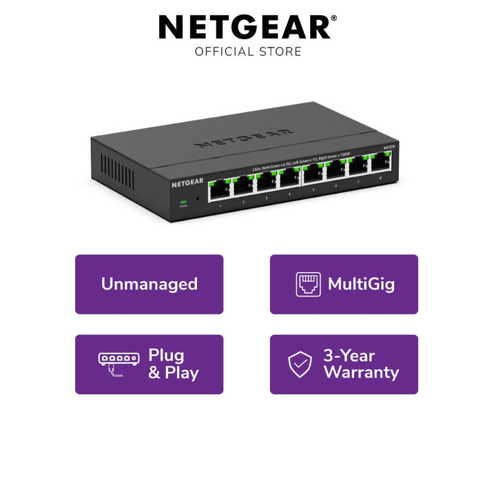 NETGEAR MS308-100UKS 8-Port Multi-Gig Unmanaged 2.5gb Switch