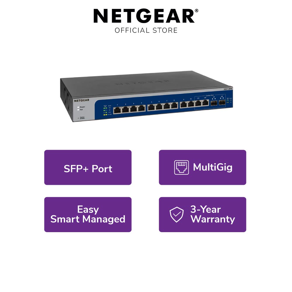 NETGEAR XS512EM 12-Port 10G-Gigabit/Multi-Gigabit Ethernet Switch