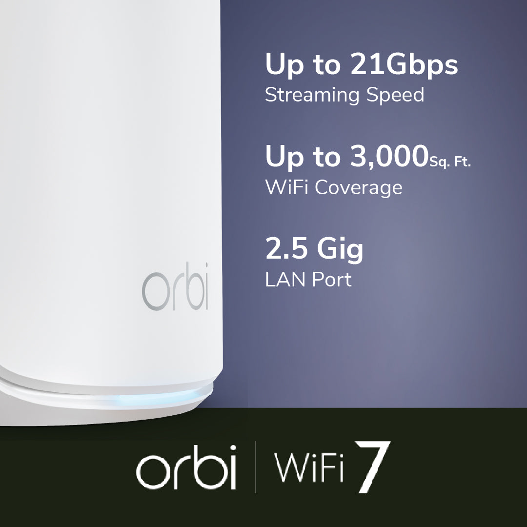 NETGEAR Orbi 870 Tri-Band 10G WiFi 7 Mesh Add-on Satellite (RBE870)