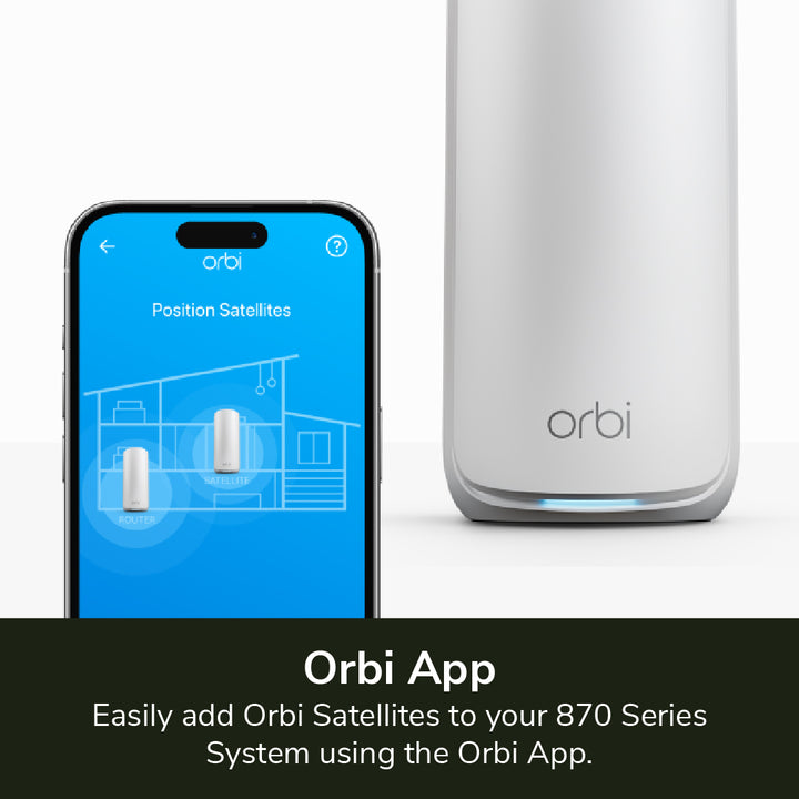 NETGEAR Orbi 870 Tri-Band 10G WiFi 7 Mesh Add-on Satellite (RBE870)