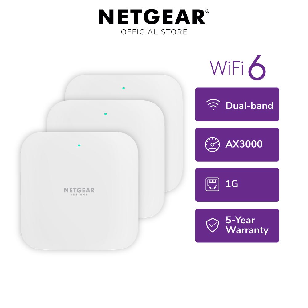 NETGEAR WAX333 WiFi 6 AX3000 Dual-band Access Point with Gigabit PoE (3-pack)
