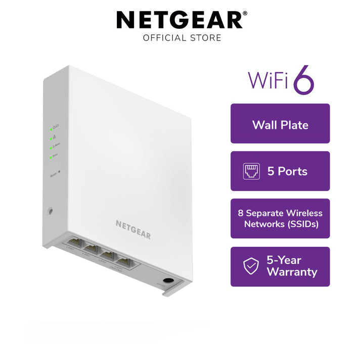 NETGEAR WAX610W Wall Plate WiFi 6 AX1800 Insight Managed Dual-band Gigabit PoE Access Point