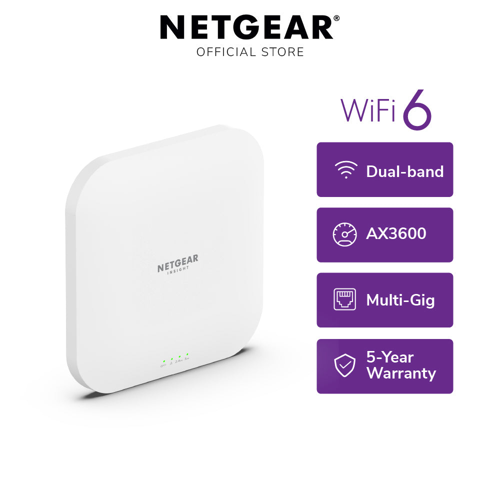 NETGEAR WAX620 Cloud Managed AX3600 Dual Band PoE Multi-Gig WiFi 6 Access Point