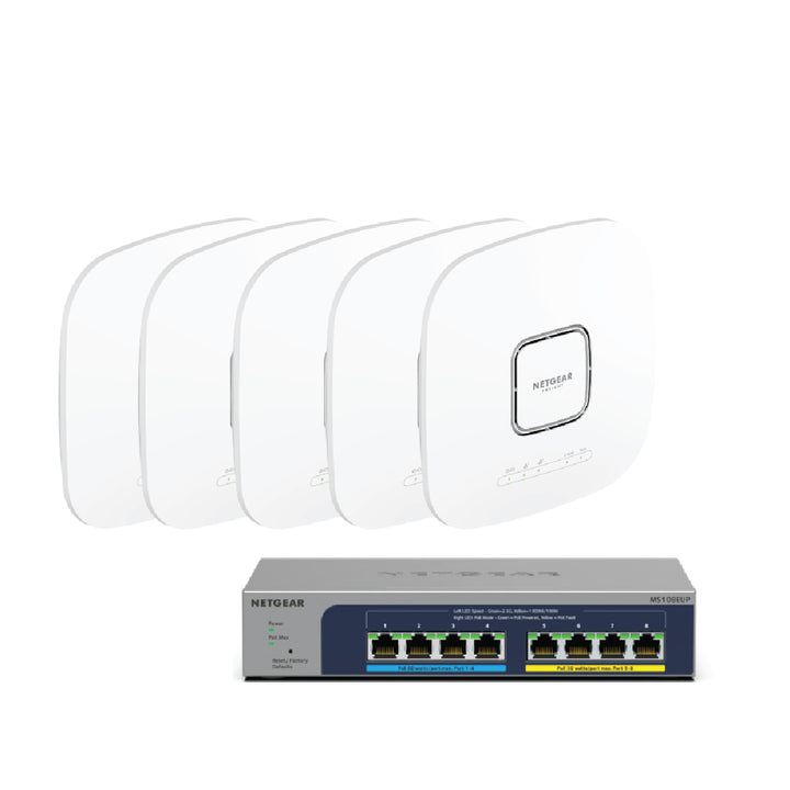 NETGEAR WiFi 6 Wireless Access Point Bundle (5 x WAX628 + 1 x MS108EUP)