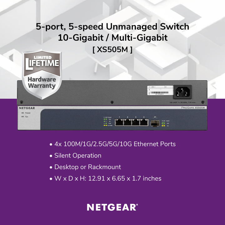 NETGEAR XS505M 5-Port 10GbE/Multi-Gigabit Unmanaged Switch