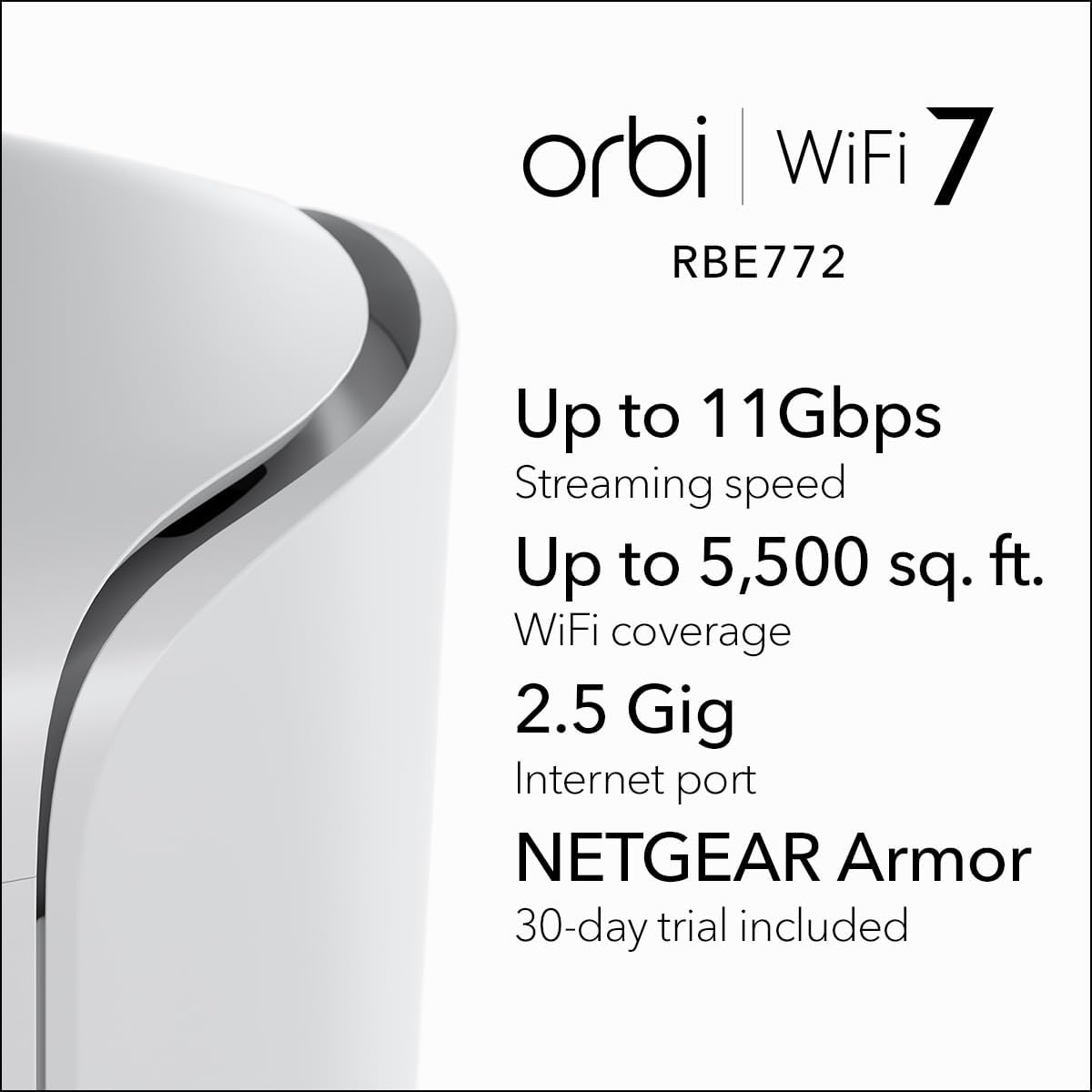 NETGEAR Orbi 770 Tri-Band WiFi 7 Mesh System - BE11000 11Gbps - 2-Pack (RBE772)