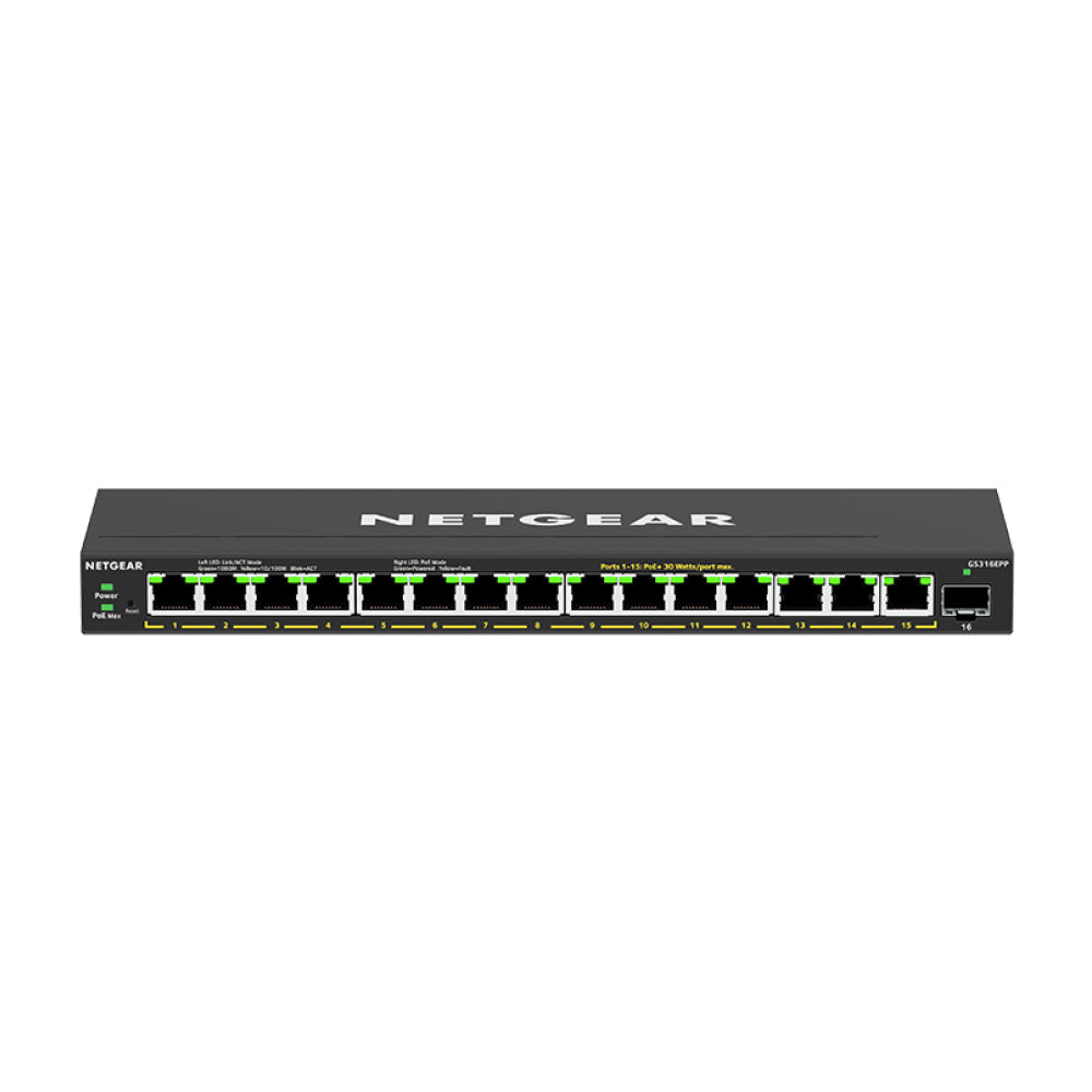 Netgear GS316EPP 16-Port PoE+ Gigabit Ethernet Managed Desktop Switch