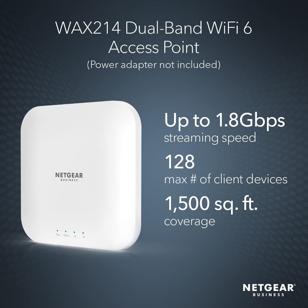 Netgear WAX214 Wireless Access Point - WiFi 6 Dual-Band AX1800
