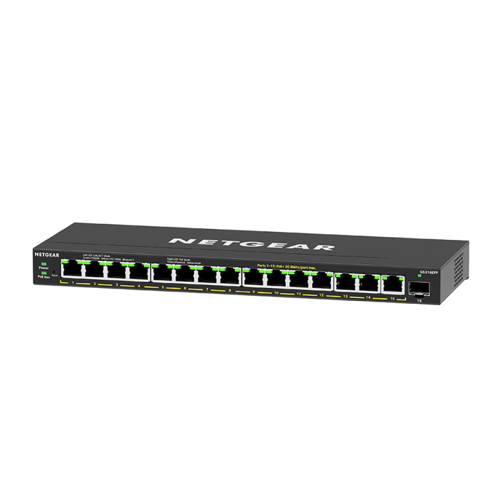 Netgear GS316EPP 16-Port PoE+ Gigabit Ethernet Managed Desktop Switch