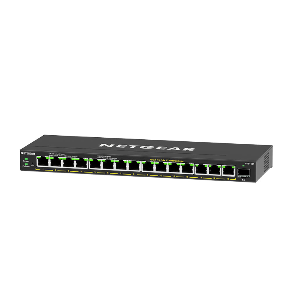 Netgear GS316EP 16-Port PoE+ Gigabit Ethernet Managed Desktop Switch