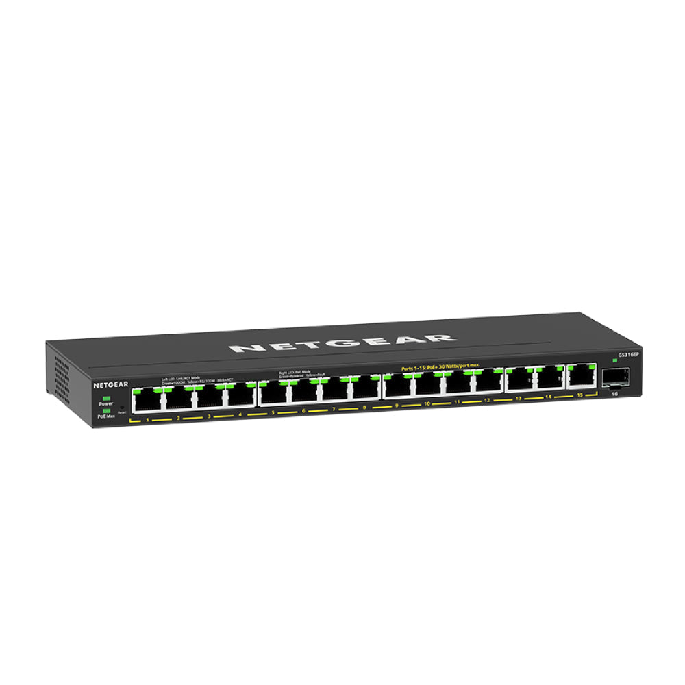 NETGEAR GS316EP 16-Port PoE+ Gigabit Managed Desktop Switch (180W