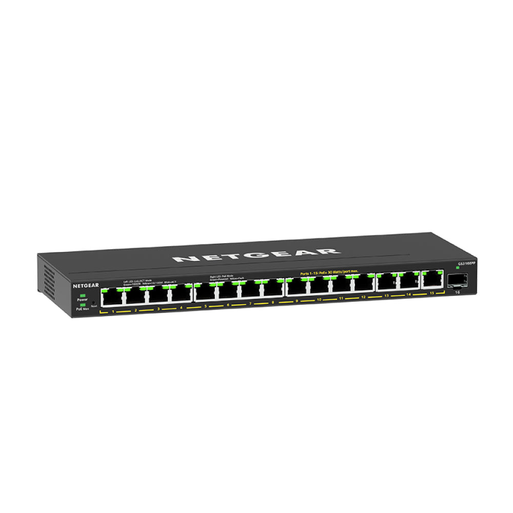 Netgear GS316EPP 16-Port PoE+ Gigabit Ethernet Managed Desktop Switch