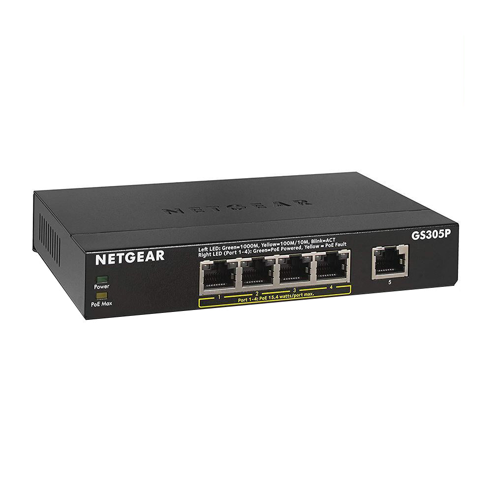 Netgear GS305P 5-Port Gigabit Ethernet Unmanaged PoE Desktop Switch 