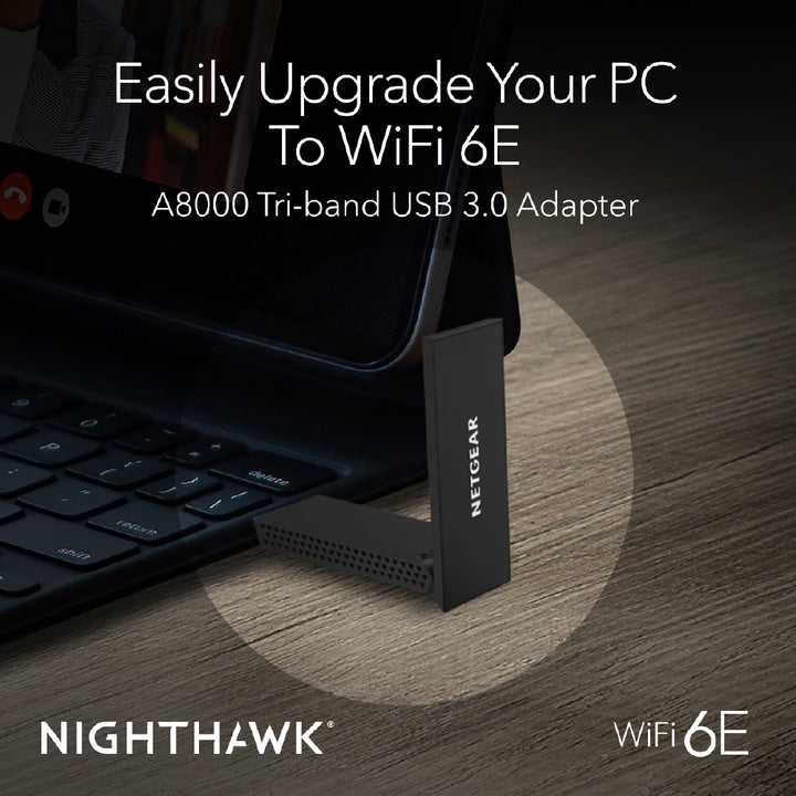 A8000 Nighthawk Tri-band USB 3.0 WiFi 6E Adapter - AXE3000