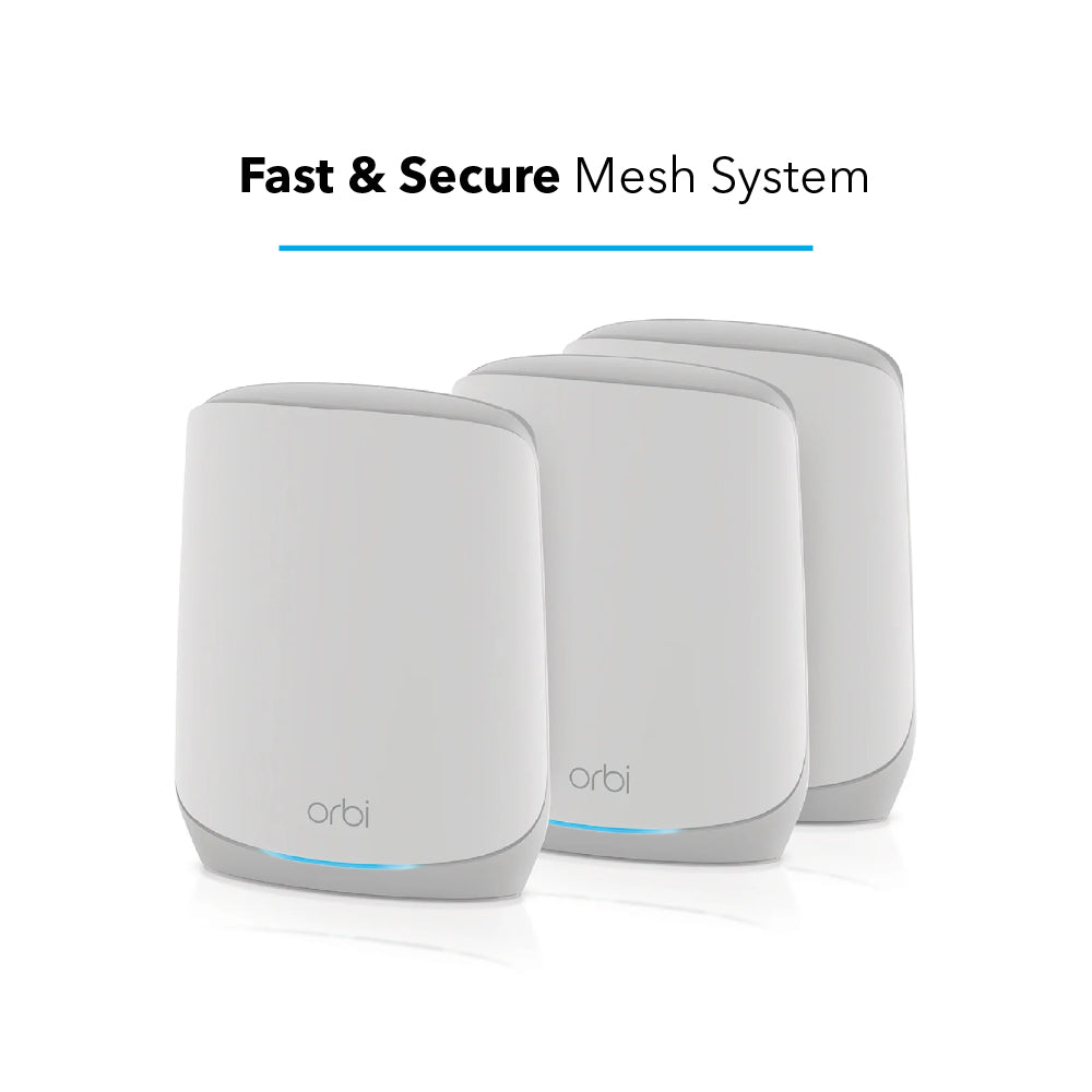Orbi RBK763S 5.4Gbps Tri-band 3-Pack WiFi 6 Mesh System with 1-Year Armor